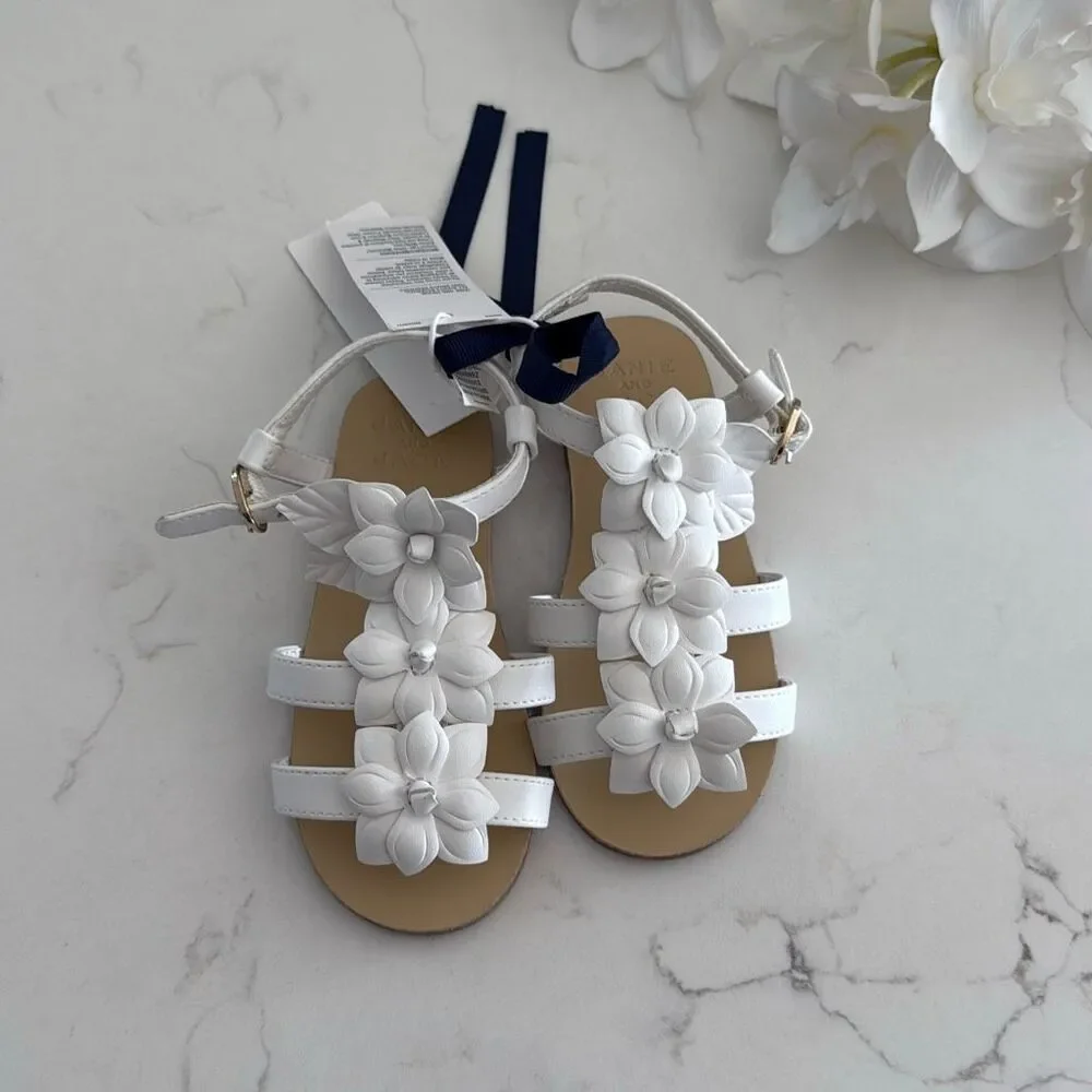 Janie & Jack Flower Sandal in White Size 8